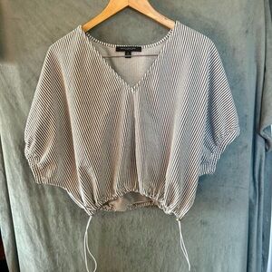 Marc New York Monochrome Striped V-Neck Blouse